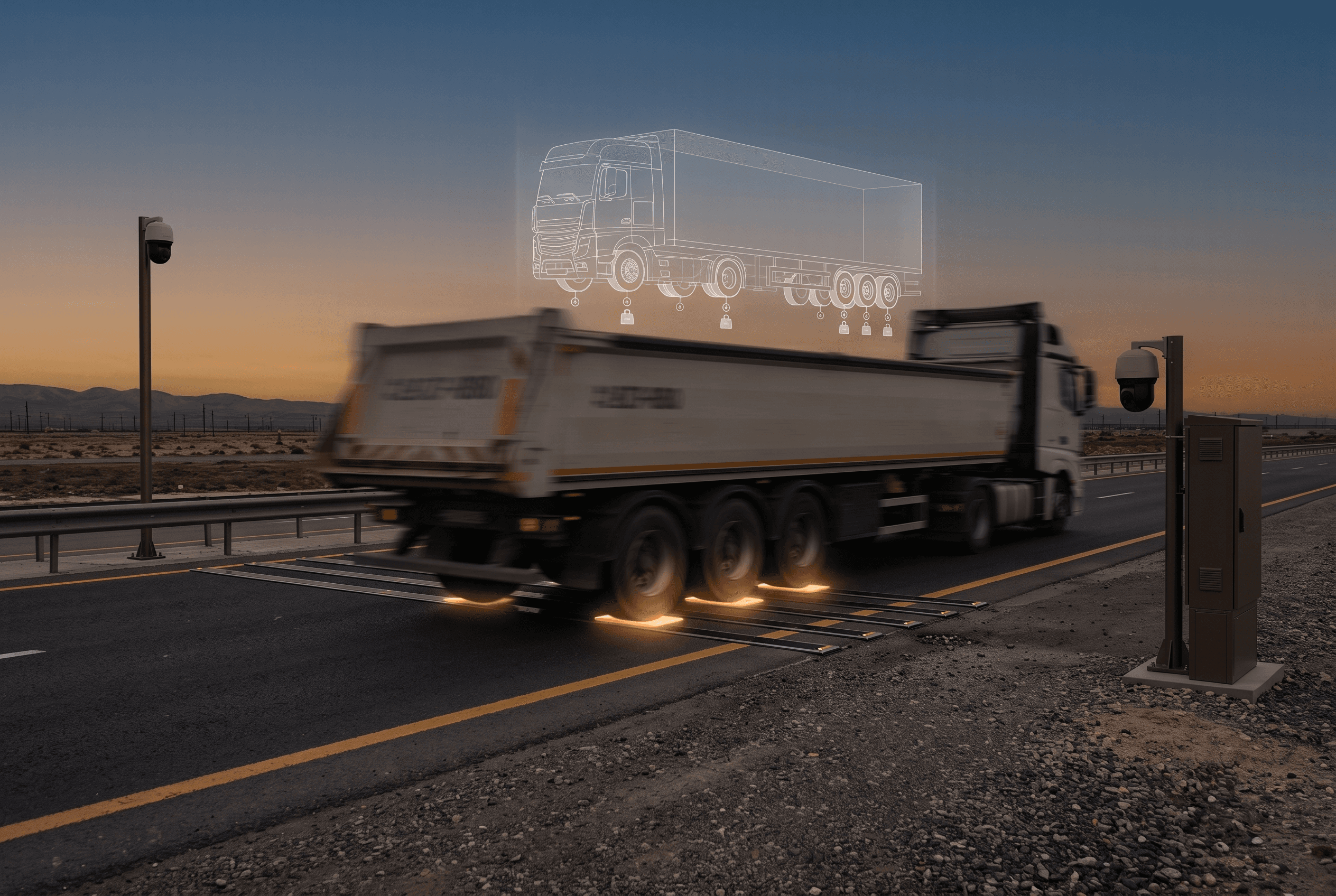 3D araç sınıflandırma katmanıyla yol içi bir hareket halinde tartım sensör dizisini geçen kamyon
